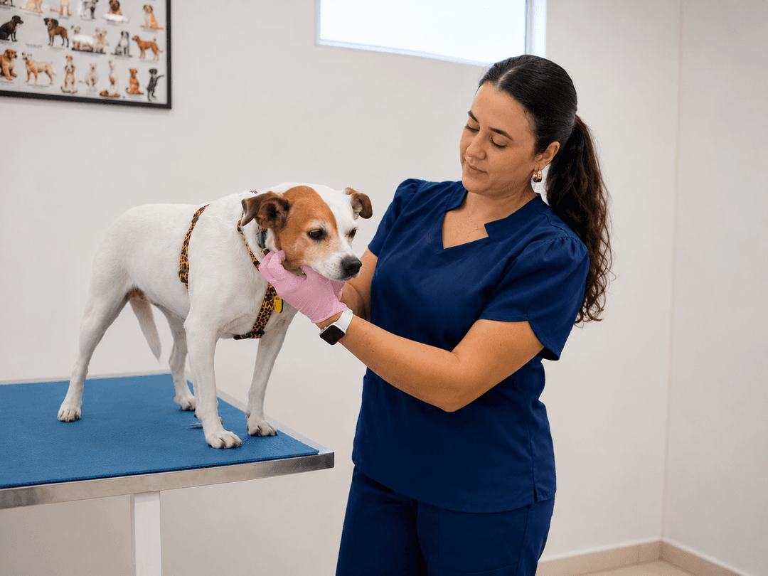 Consulta veterinária com pet